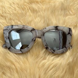 Quay White Marble Sunglasses w/ Mirrored Lenses